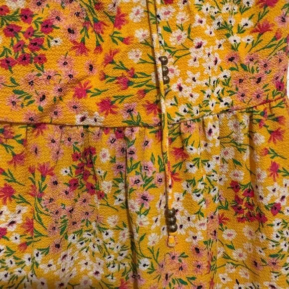 BCBG Paris Womens Dress MilkMaid Midi Mustard Size Medium Floral - Picture 4 of 8